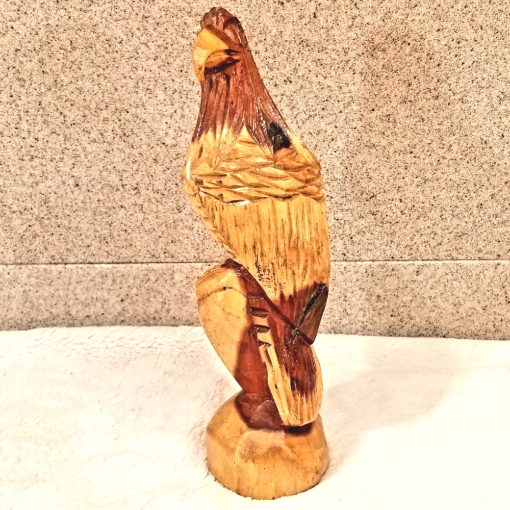 Carved Wooden Bald Eagle Bird Figure Sculpture Wood Carving American Folk Art